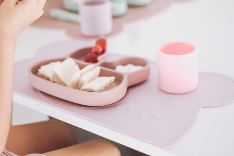 WE MIGHT BE TINY - BUNNY STICKIE PLATE IN DUSTY ROSE
