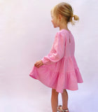 GIRLS PINK CRINKLE TIER DRESS