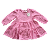 GIRLS PINK CRINKLE TIER DRESS