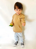 BOYS TAN HOODIE WITH MINI EMBROIDERED BANDIT