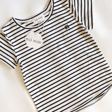 BOYS STRIPE TEE WITH MINI EMBROIDERED BANDIT