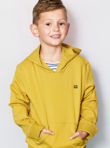BOYS MUSTARD HOODIE WITH MINI EMBROIDERED BANDIT