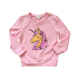 GIRLS PINK UNICORN SWEAT